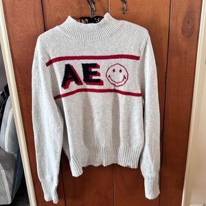 American Eagle Outfitters Gray Sweater with Red Details